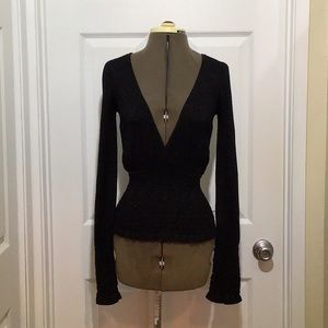Black Sparkly Deep V-Neck Sweater